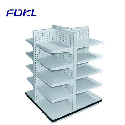 Four way retail shop display shelf, display stand