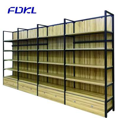 Manufacture wooden display gondola wall shelves